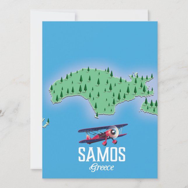 Mapa de la isla griega de Samos (Anverso)