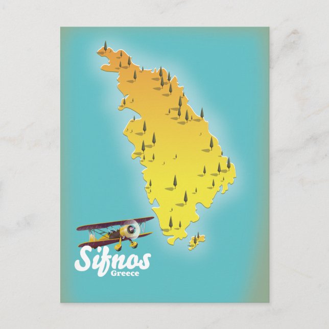Mapa de la isla griega de Samos Postal (Anverso)