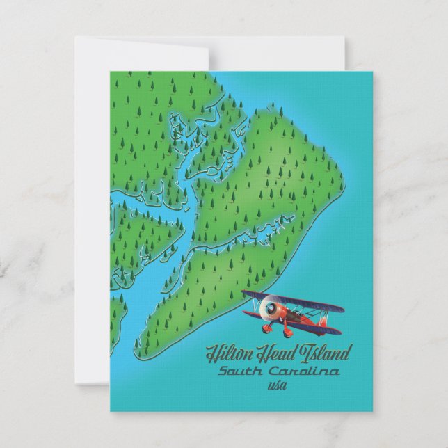 Mapa de la isla Hilton Head Carolina del Sur (Anverso)