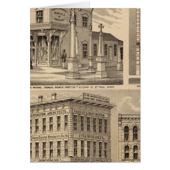 Mapa de la litografía de St. Paul, Minneapolis, Mi (Frente)