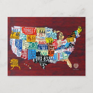 Mapa de la placa de la licencia de la tarjeta post