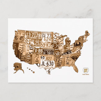 Mapa de la placa de la postal de la sepia de los