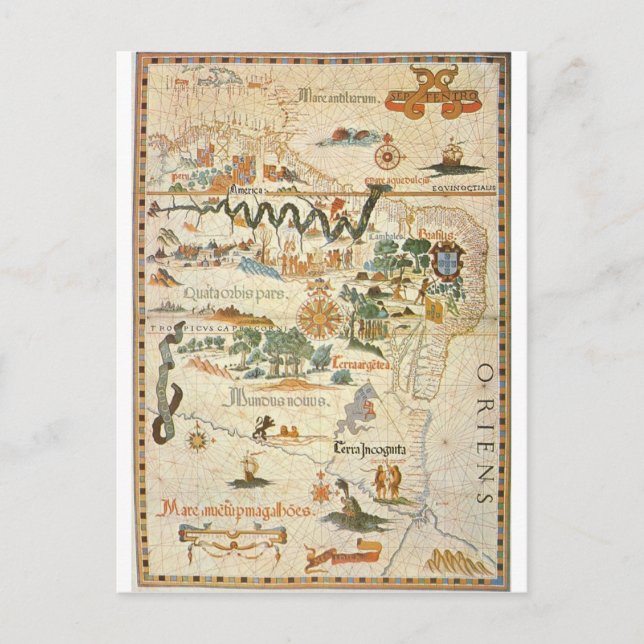 Mapa de la postal 1558 de Sudamérica (Anverso)