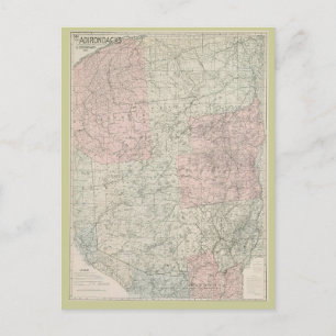 Mapa de la postal 1912 de los Adirondacks