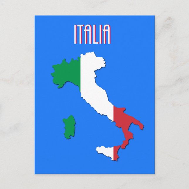 Mapa de la postal de Italia (Anverso)