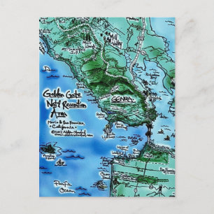 Mapa de la Puerta Dorada en postal