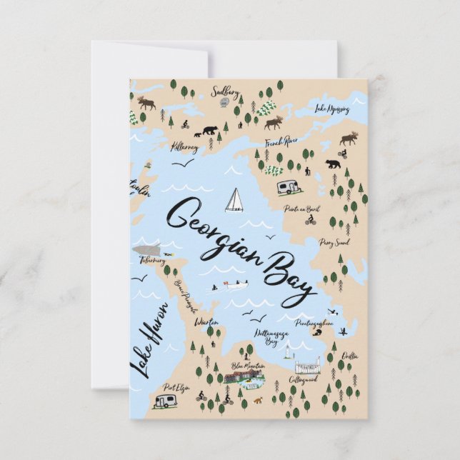 Mapa de la tarjeta de notas de la bahía georgiana (Anverso)