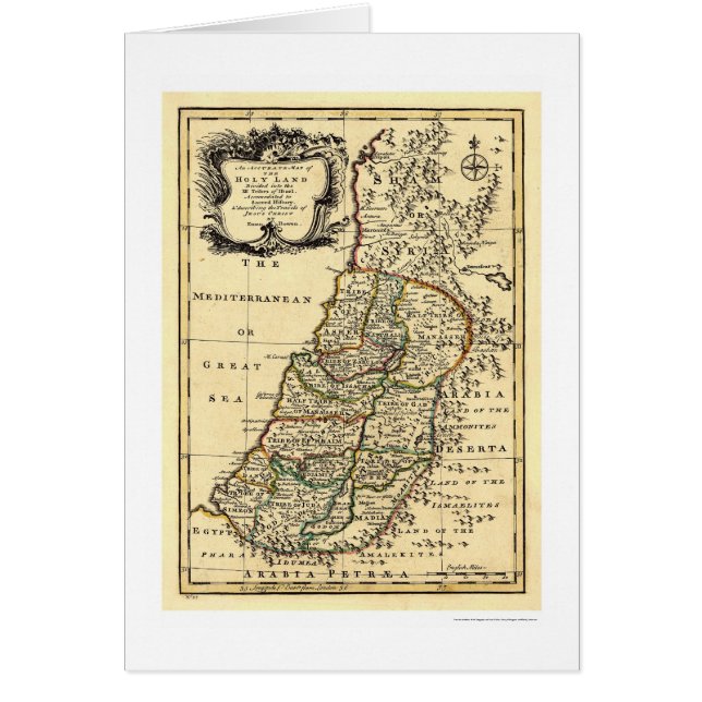 Mapa de la Tierra Santa de Israel de Bowen 1752 (Frente)