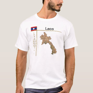 Mapa de Laos + Bandera + Cargo camiseta