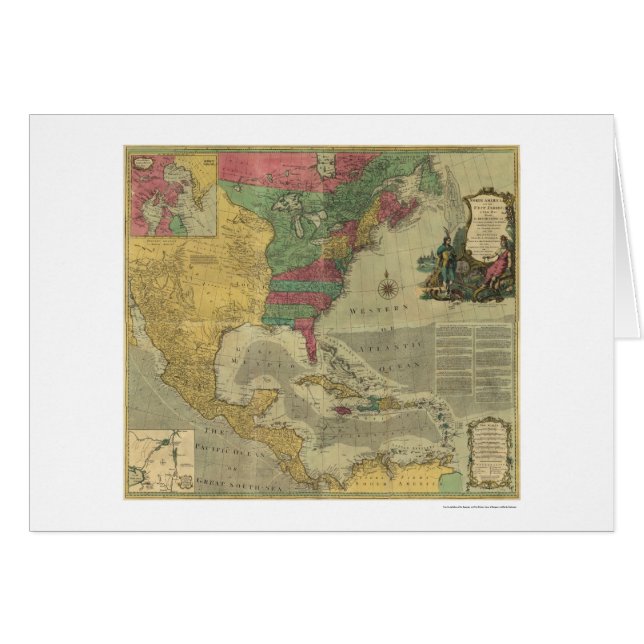 Mapa de las Antillas y de Norteamérica - 1774 (Anverso (Horizontal))