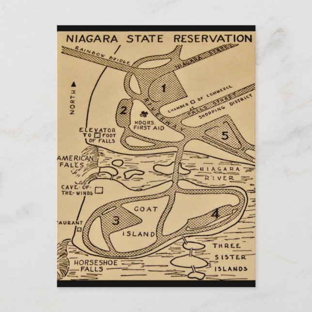 Mapa de las cataratas del Niágara Tarjeta postal (Anverso)