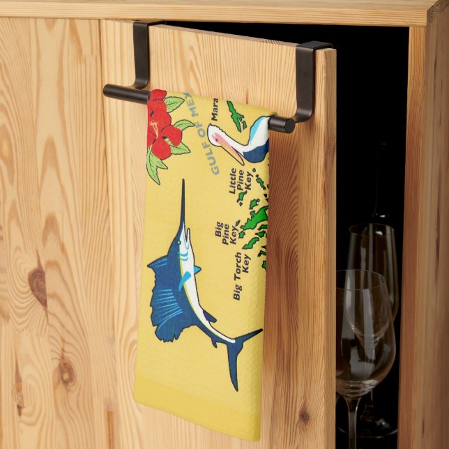 Mapa de las Florida Keys Toalla de cocina (Pliegue de tercios)