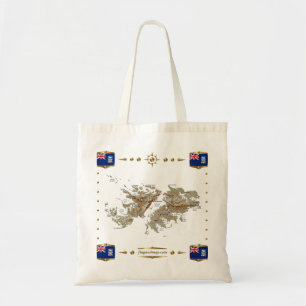 Mapa de las Islas Falkland + Bolsa de bandera