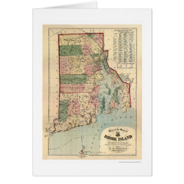 Mapa de las plantaciones 1880 de Rhode Island y de (Frente)