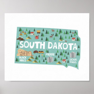 Mapa de las señales del icono de Dakota del Sur