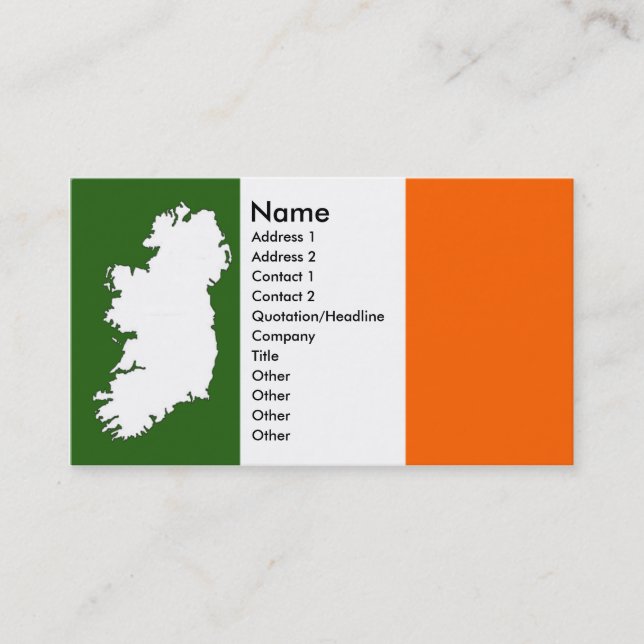 Mapa de las tarjetas de visita de Irlanda (Anverso)
