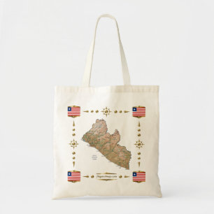 Mapa de Liberia + bolsa de bandera