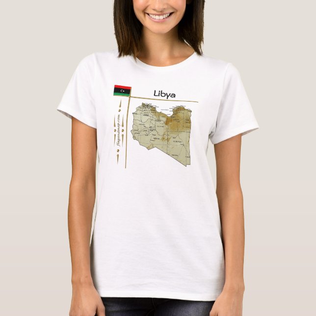Mapa de Libia + bandera + camiseta con título (Anverso)