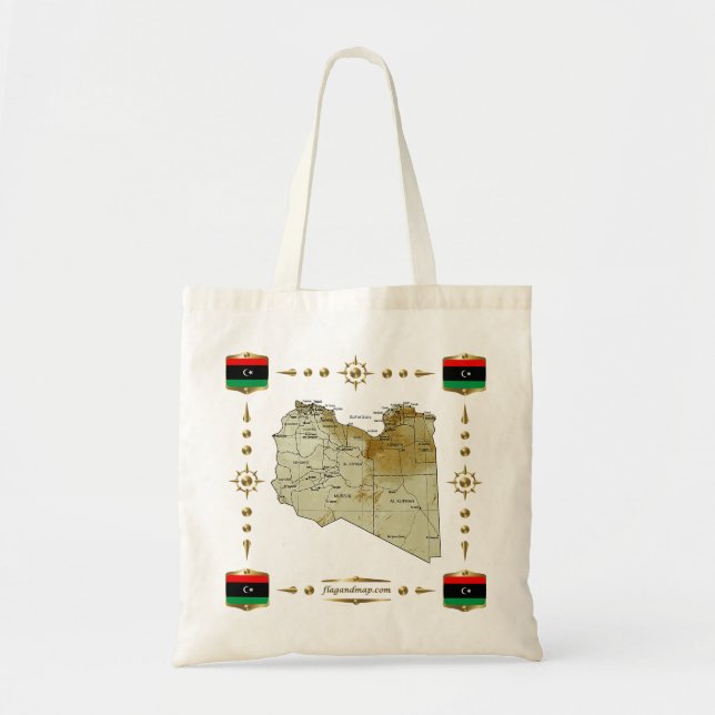 Mapa de Libia + bolsa de bandera (Frente)