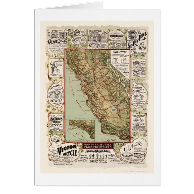 Mapa de los caminos de la bicicleta de California (Frente)