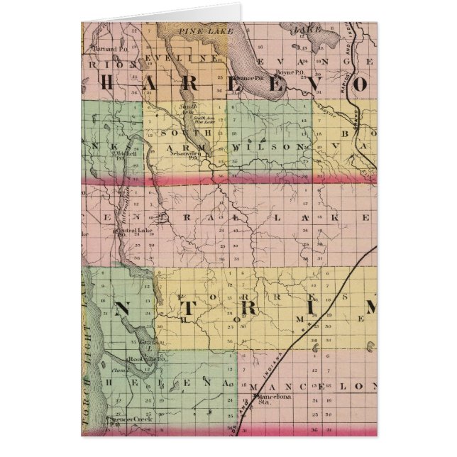 Mapa de los condados de Charlevoix y Antrim, Michi (Frente)