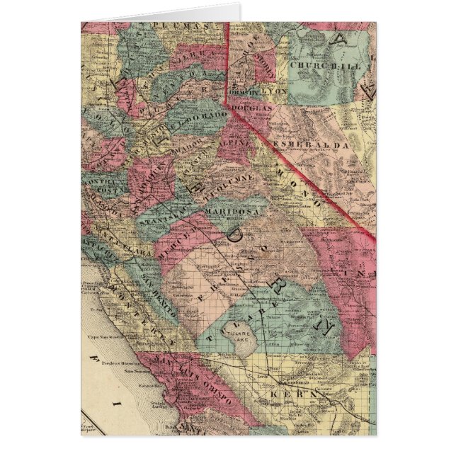 Mapa de los estados de California y Nevada (Frente)