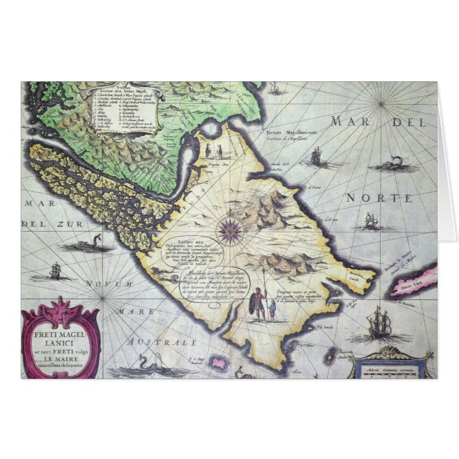 Mapa de los estrechos de Magellan, Patagonia (Anverso (Horizontal))