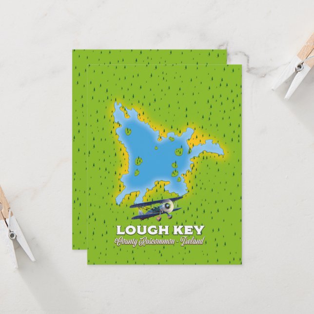 Mapa de Lough Key County Roscommon, Irlanda (Anverso/Reverso In Situ)