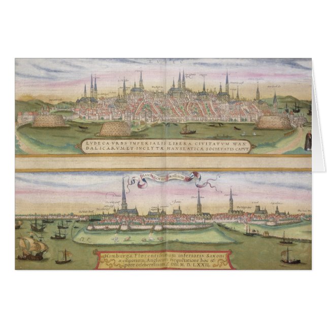 Mapa de Lubeck y de Hamburgo, de 'Civitates Orbis (Anverso (Horizontal))