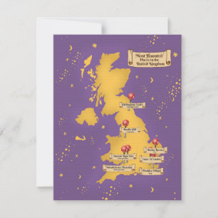 Mapa de lugares más embrujados del Reino Unido.