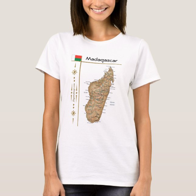 Mapa de Madagascar + bandera + camiseta de título (Anverso)