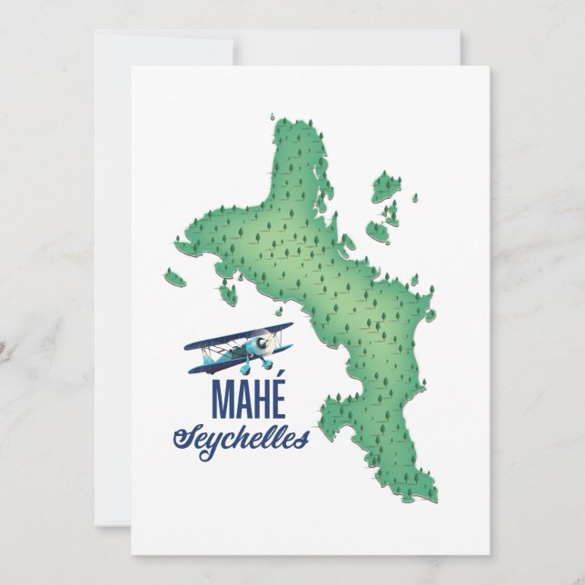 Mapa de Mahé, Seychelles Vintage (Anverso)