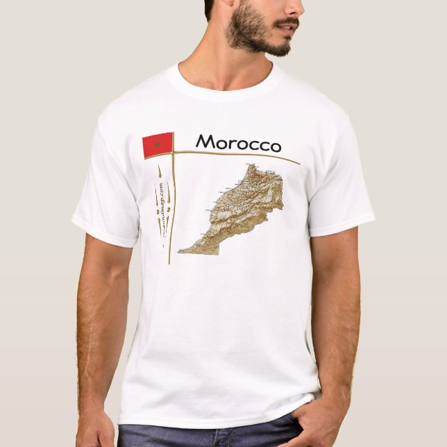 Mapa de Marruecos + Bandera + Título camiseta (Anverso)