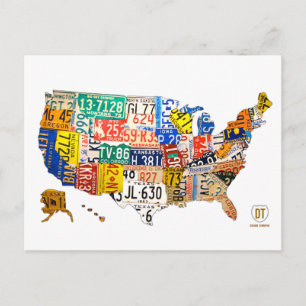 Mapa de matrículas de EE. UU. Tarjeta postal