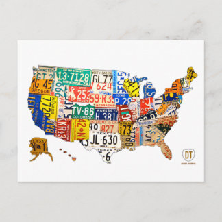Mapa de matrículas de EE. UU. Tarjeta postal