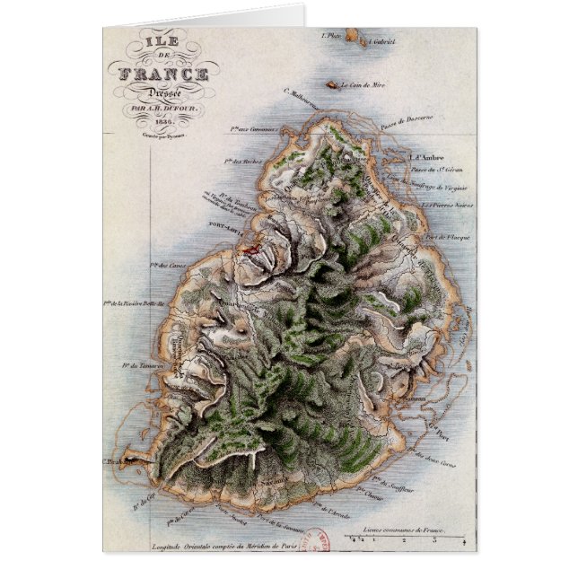 Mapa de Mauricio, ilustracion 'Paul y Virginie (Frente)