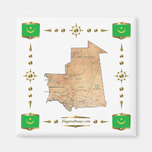 Mapa de Mauritania + Imán de Banderas