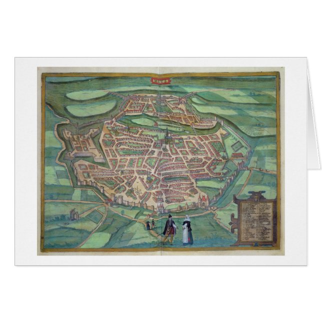 Mapa de Metz, de "Civitates Orbis Terrarum" por GE (Anverso (Horizontal))