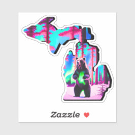 Mapa de Michigan pegatina BEAR!