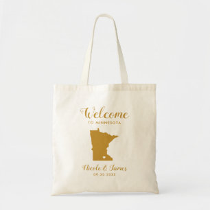 Mapa de Minnesota Boda Bolsa de bienvenida, oro