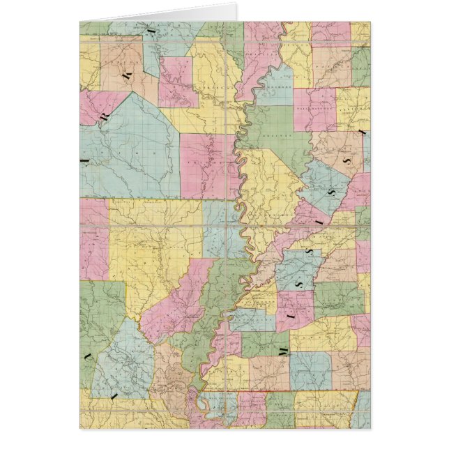 Mapa de Mississippi, Louisiana y Arkansas (Frente)