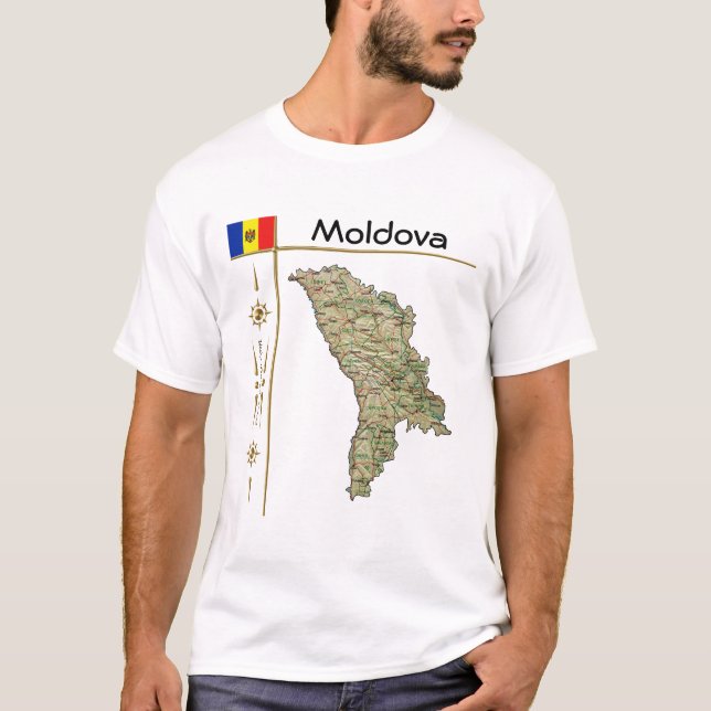 Mapa de Moldavia + Bandera + Cargo camiseta (Anverso)