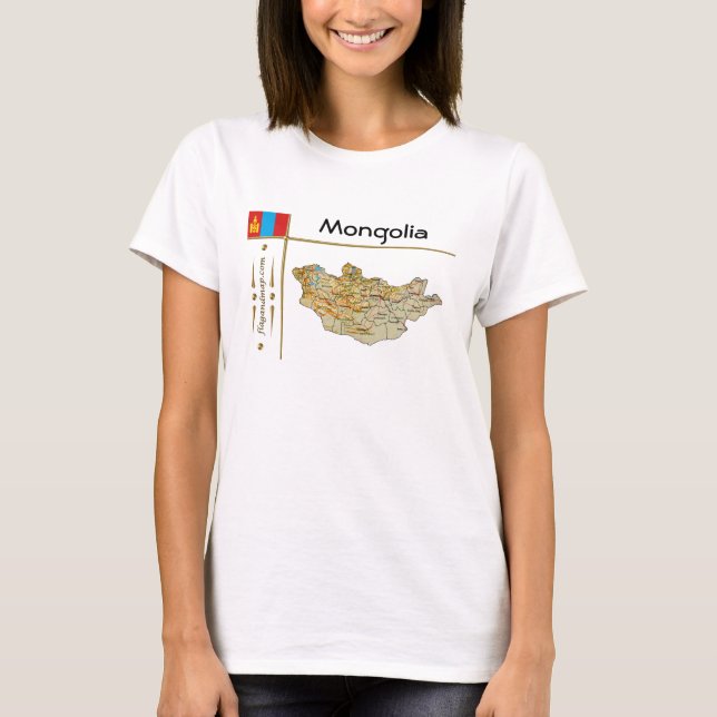 Mapa de Mongolia + bandera + camiseta de título (Anverso)