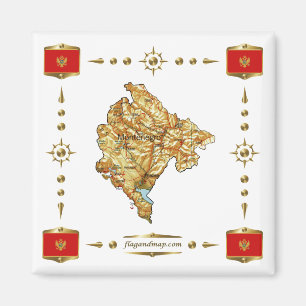 Mapa de Montenegro + imán de banderas