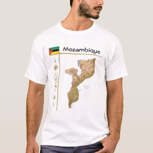 Mapa de Mozambique + Bandera + Cargo camiseta