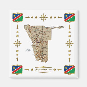 Mapa de Namibia + imán de banderas