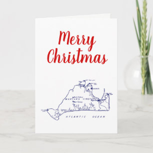 Mapa de Navidad de Martha's Vineyard #1 Azul Marin