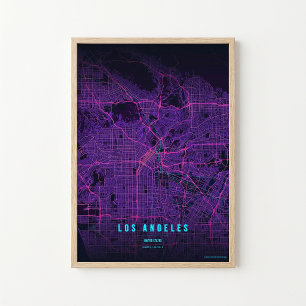 Mapa de neón de Los Ángeles Arte de pared para reg