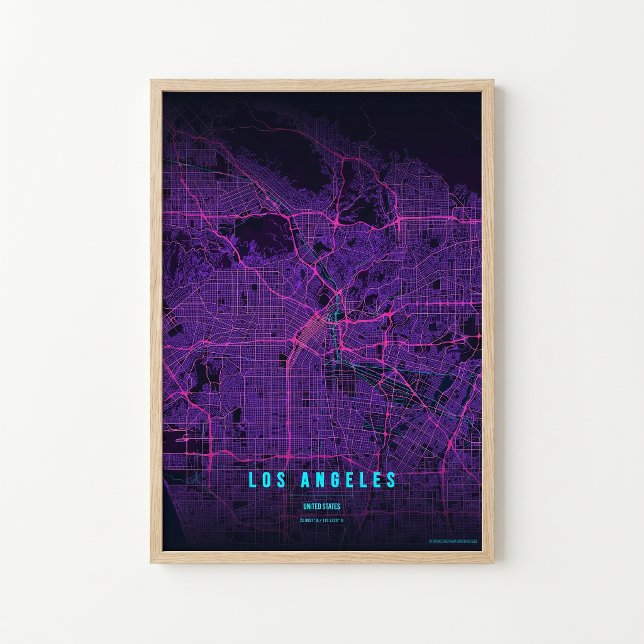 Mapa de neón de Los Ángeles Arte de pared para reg (Subido por el creador)