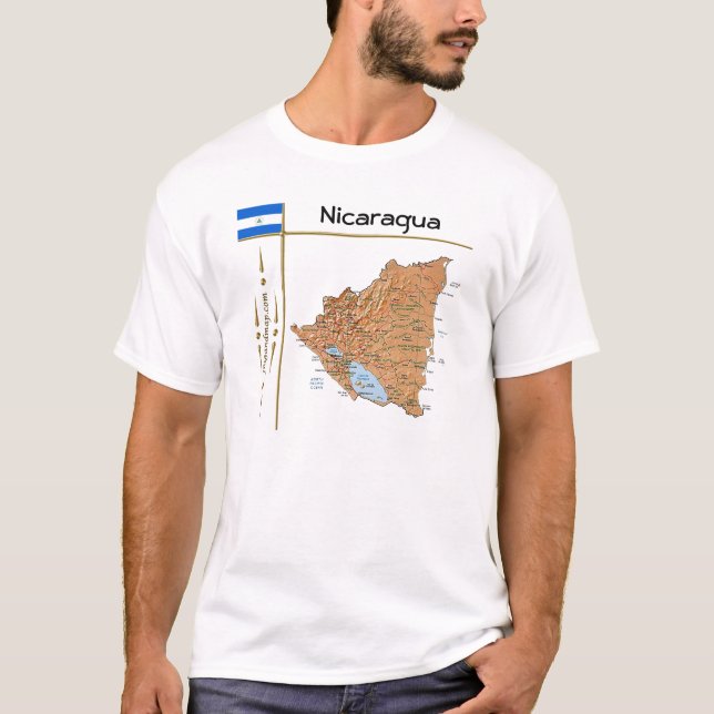 Mapa de Nicaragua + Bandera + Título camiseta (Anverso)